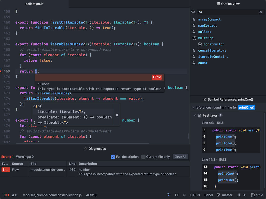 Screenshot of the programing software Atom