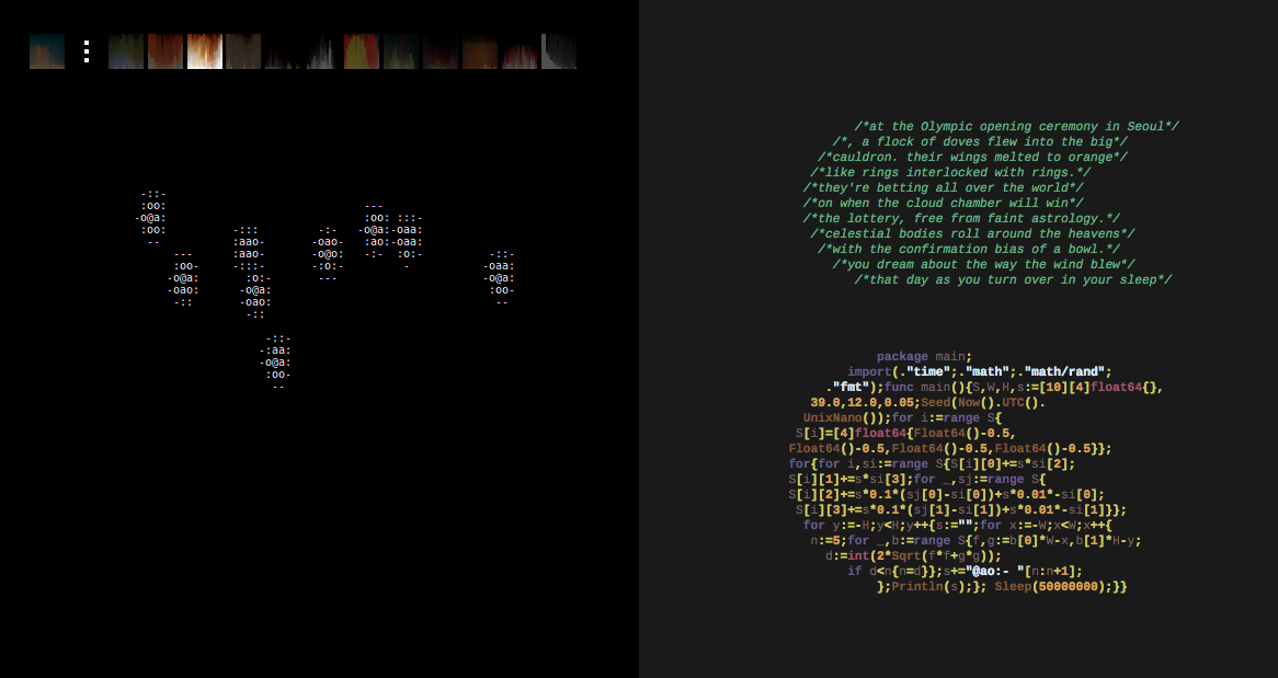 Flocking.go, a poetic animated program in Go language