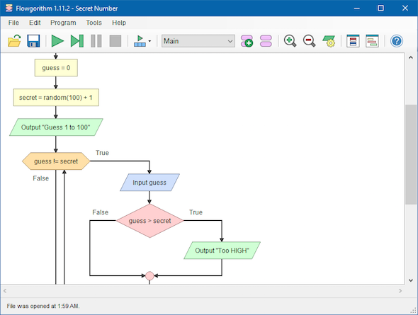 Screenshot of Flowgorithm software