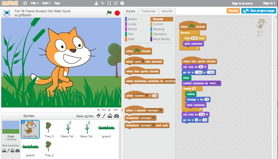 Screenshoft of Scratch software